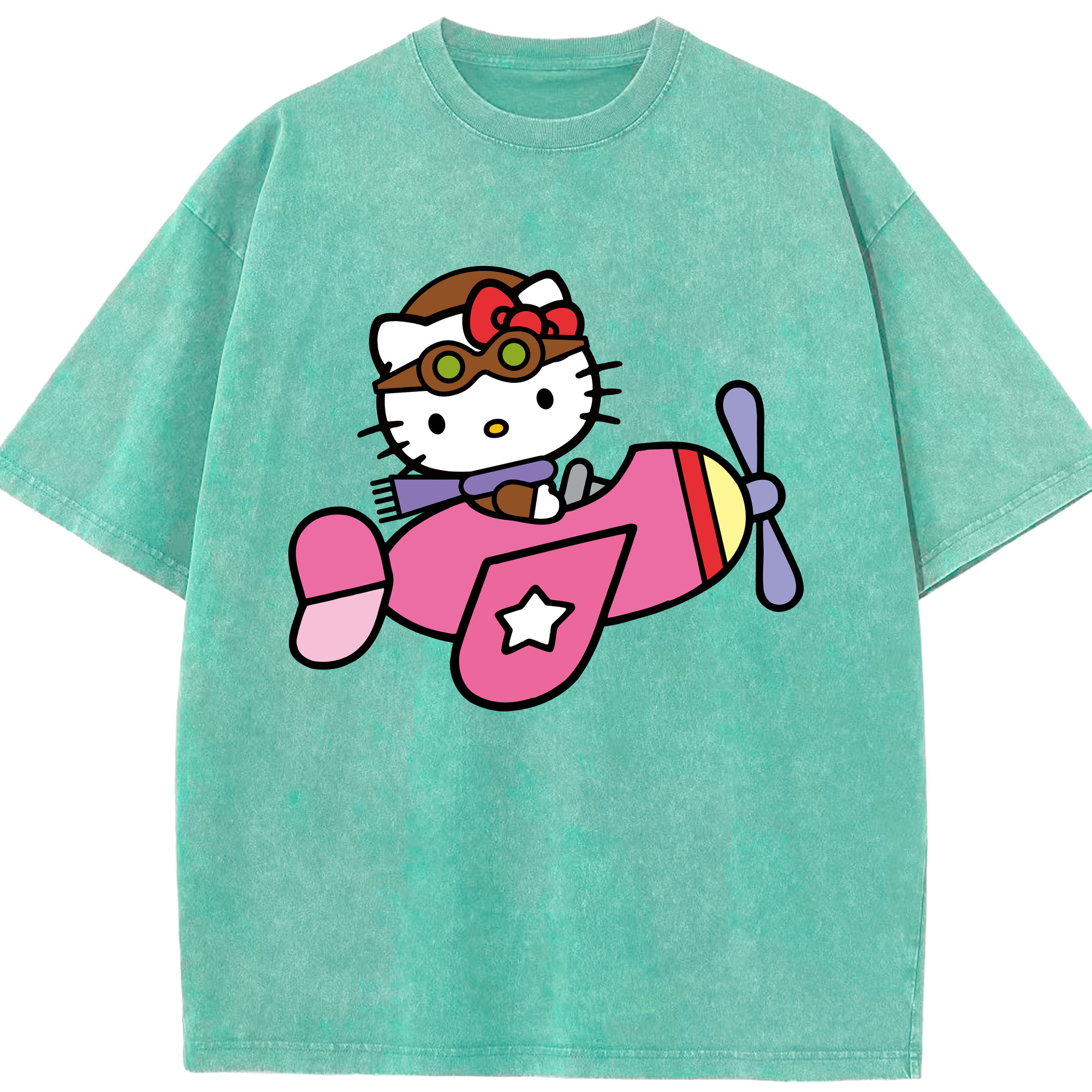 （画像用） Hello Kitty ハローキティ 綿100% ヴィンテージ風 半袖Tシャツ（フロントプリント）